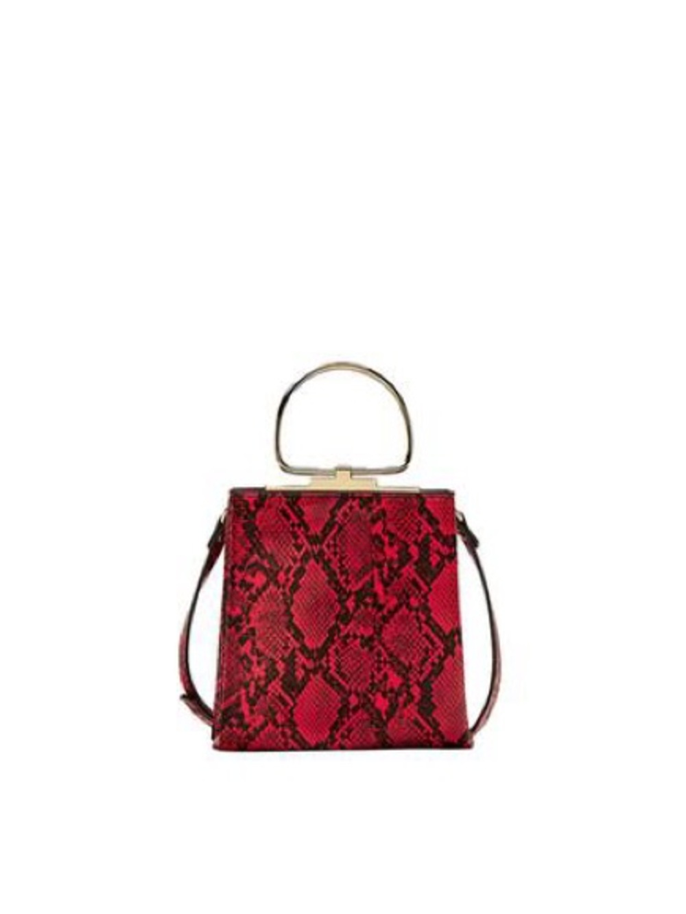 ZARA Red Snake-Print Top-Handle Crossbody Bag